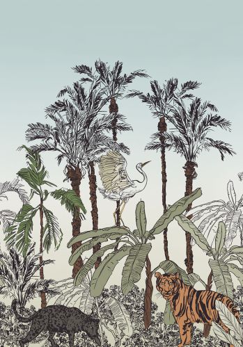 Echantillon Papier Peint Panoramique La Jungle Enchantee Caselio