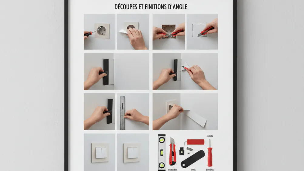 Technique pour poser le papier peint dans un angle sortant et autour d'une prise électrique