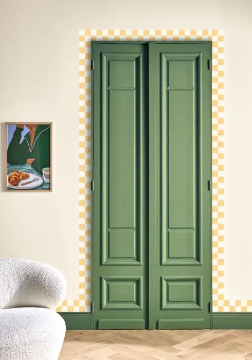 Frise murale faux-uni Effet Lin Beige pour déco Minimaliste