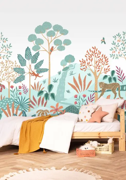 Déco chambre enfant papier peint panoramique jungle