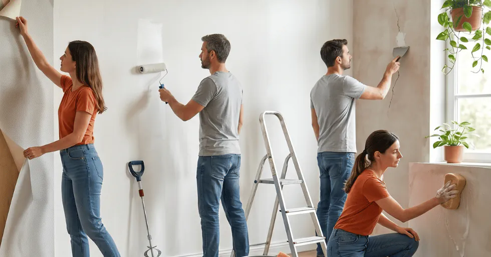 Préparation mur après retrait papier peint enduit lissage