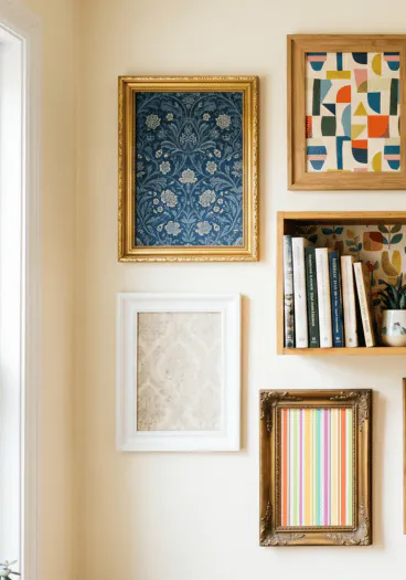 Recycler chutes papier peint DIY cadre tableau déco murale