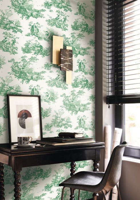 Échantillon papier peint Scène d'été Casadeco vert