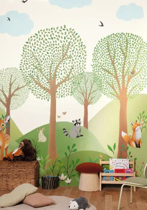 Papier peint panoramique enfant forêt enchantée