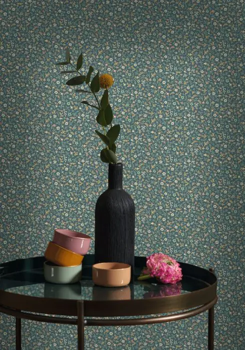 Papier peint fleurs rétro vintage