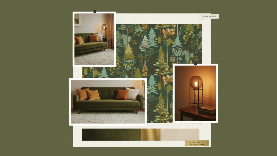 Moodboard Déco Vert Olive Années 70